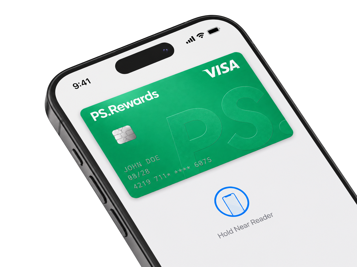 PS Rewards card in a phone wallet, ready to tap
